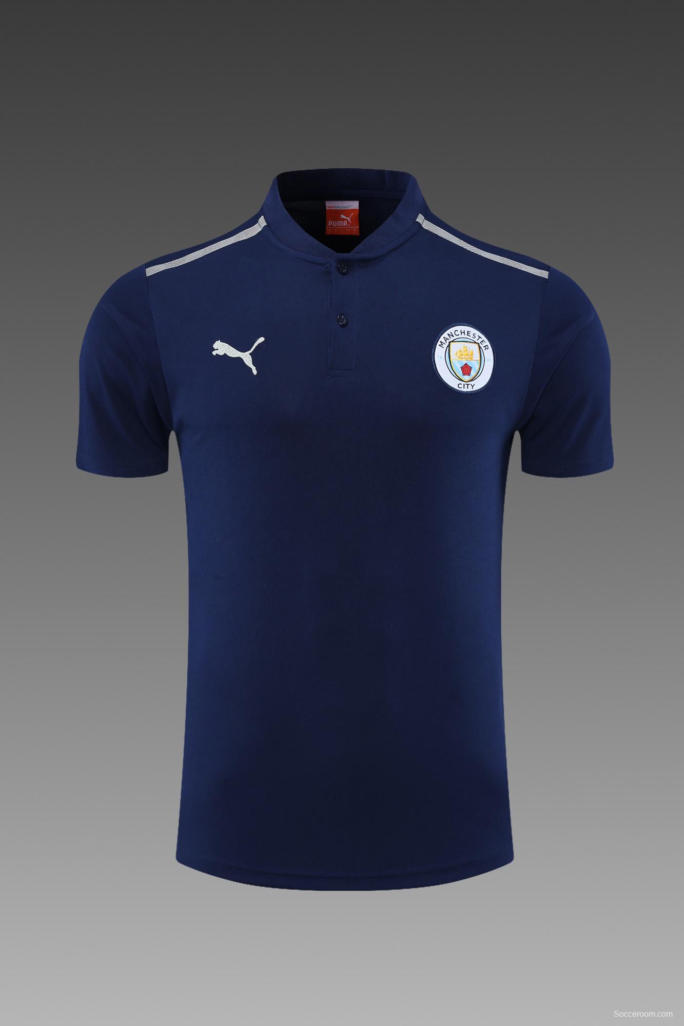 Manchester City POLO kit Dark Blue White Stripe (not supported to be sold separately)