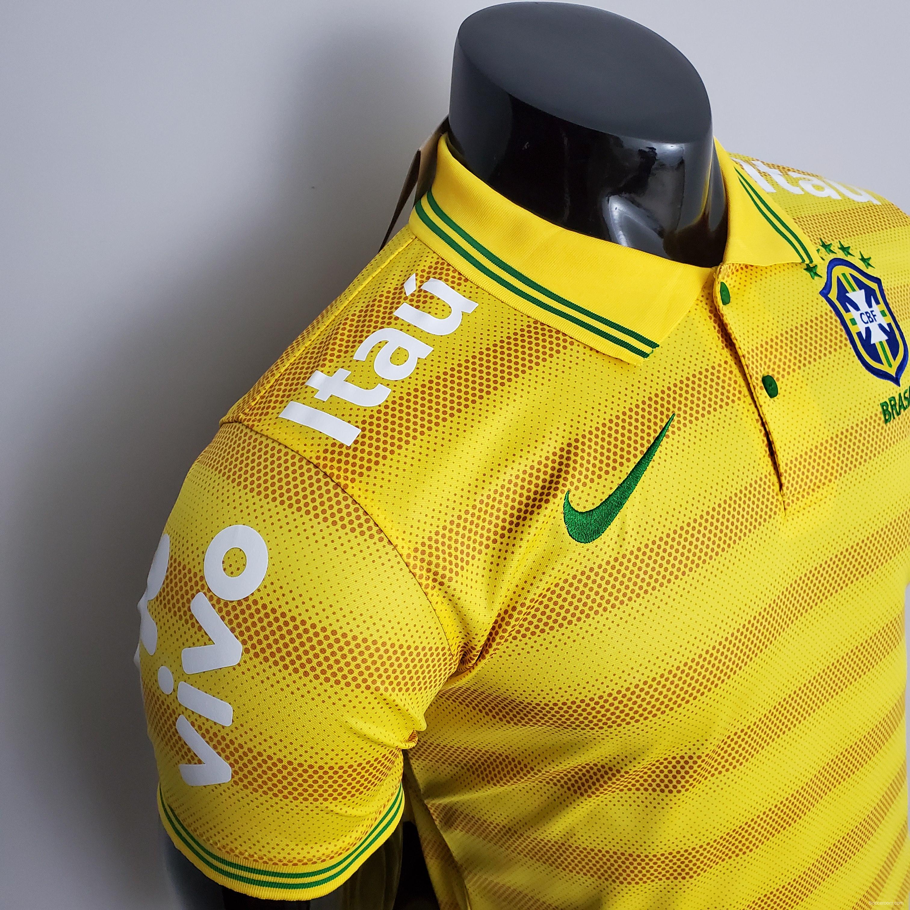 Brazil POLO Yellow Stripe Soccer Jersey