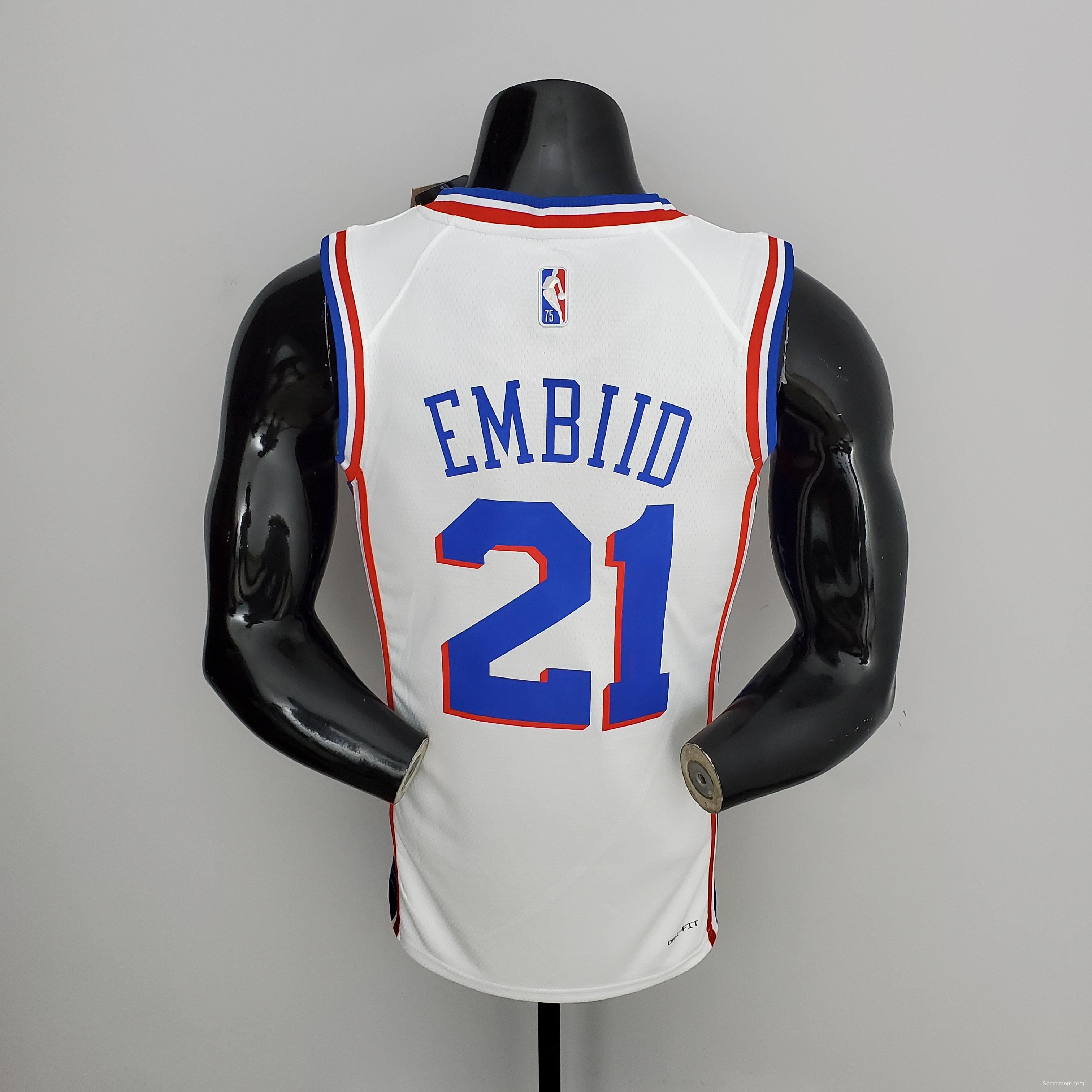 75th Anniversary Philadelphia 76ers EMBIID#21 White NBA Jersey