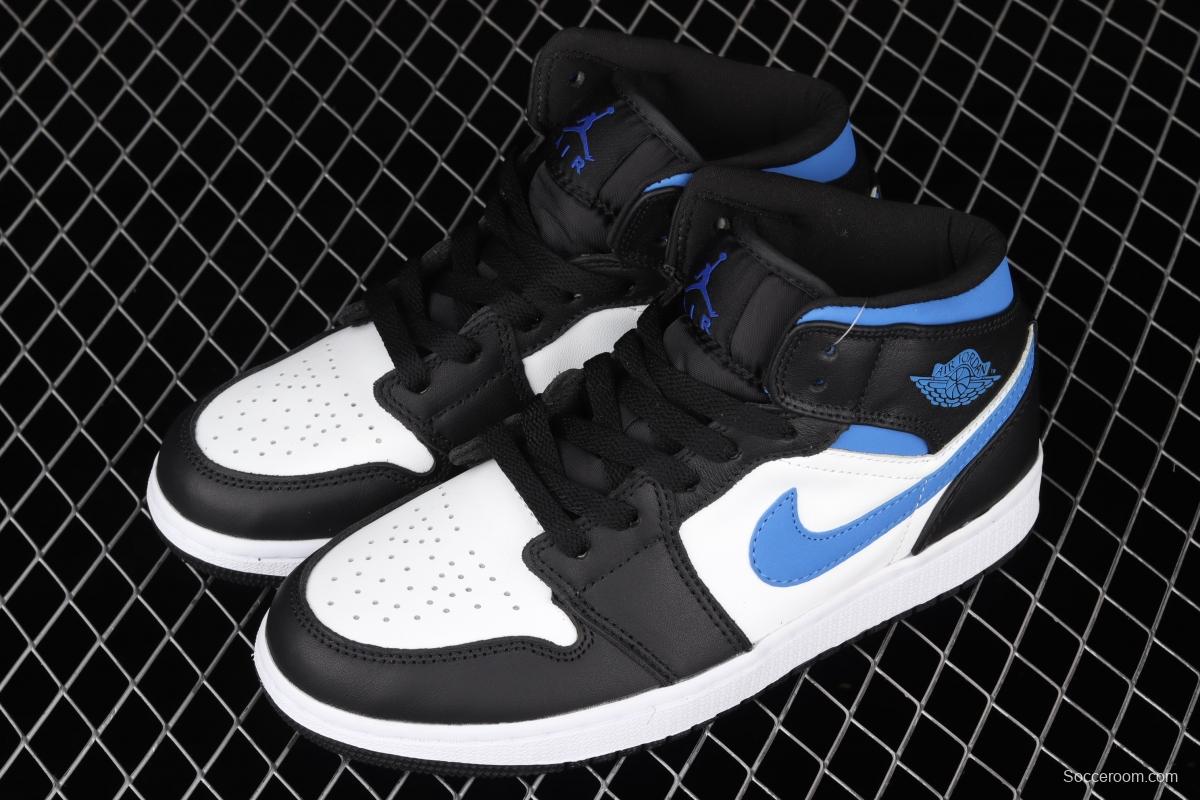 Air Jordan 1 Mid black, white and blue panda cultural basketball shoes 554725-140