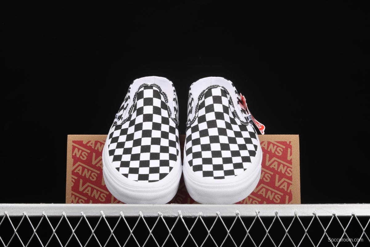 Vans Authentic 2021 summer new Anaheim black and white checkerboard VN0A54F75GULoafers Shoes slacker semi-dragged canvas board shoes