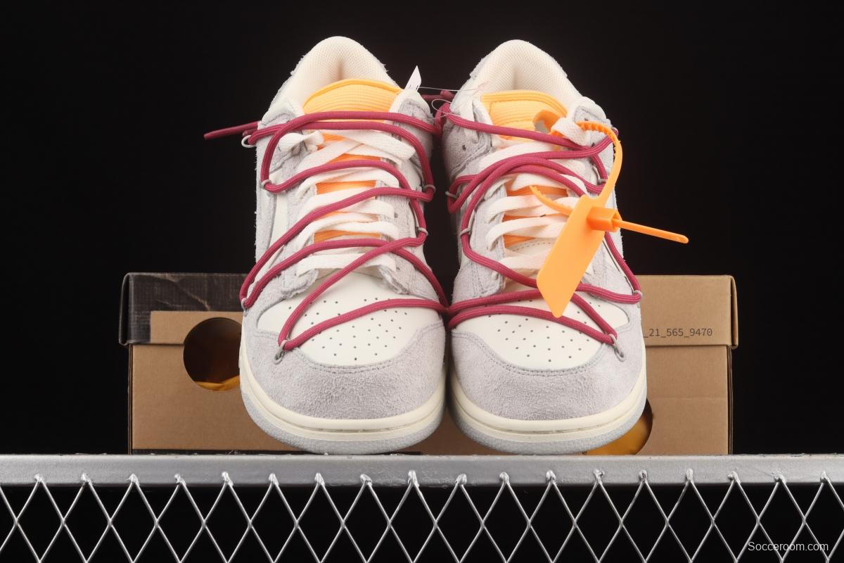 OFF-White x NIKE DUNK Low 12 of 50 OW suede SB buckle rebound fashion casual board shoes DJ0950-114