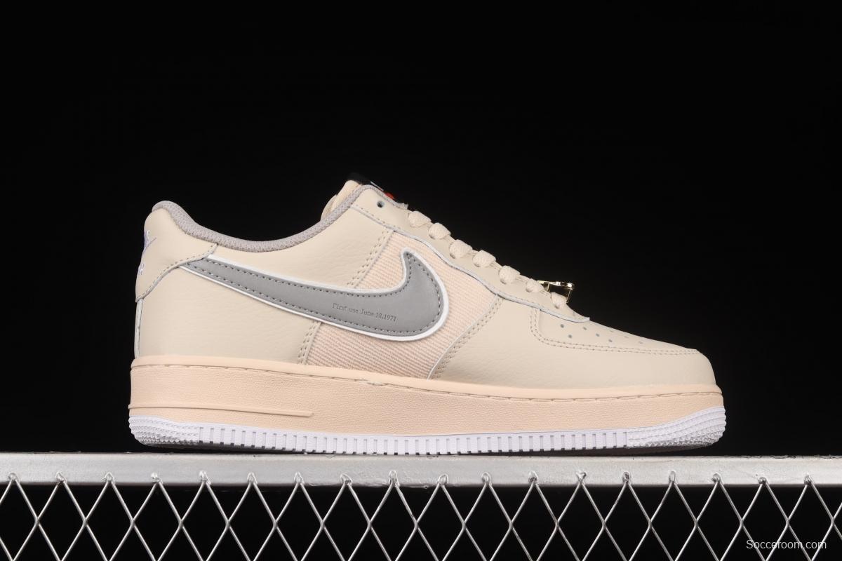 NIKE Air Force 1' 07 Low beige color 3M reflective low-top casual board shoes DJ7015-991