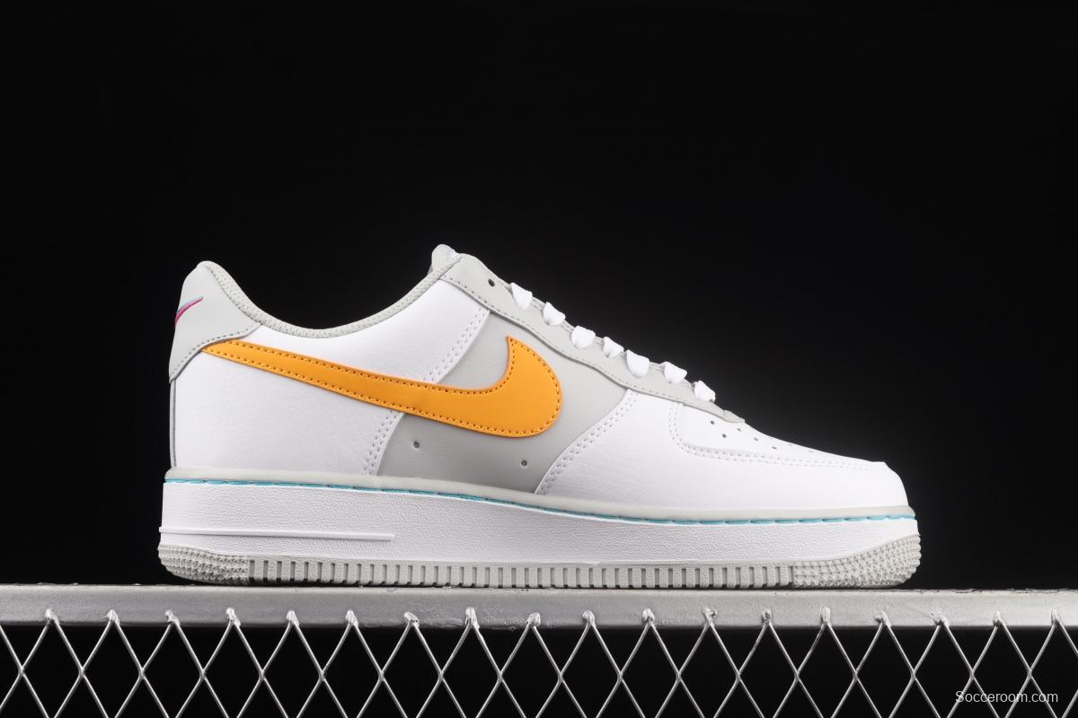 NBA x NIKE Air Force 1x 07 Low white, blue, yellow, mandarin duck hook low-top casual board shoes DC8874-100