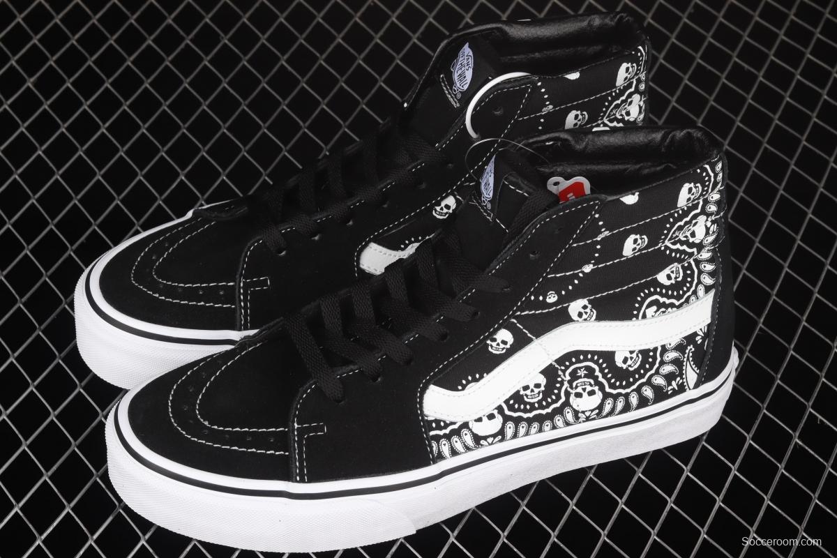 Vans Sk8-Hi skull cashew flower pattern high-top casual board shoes VN0A32QGD9S