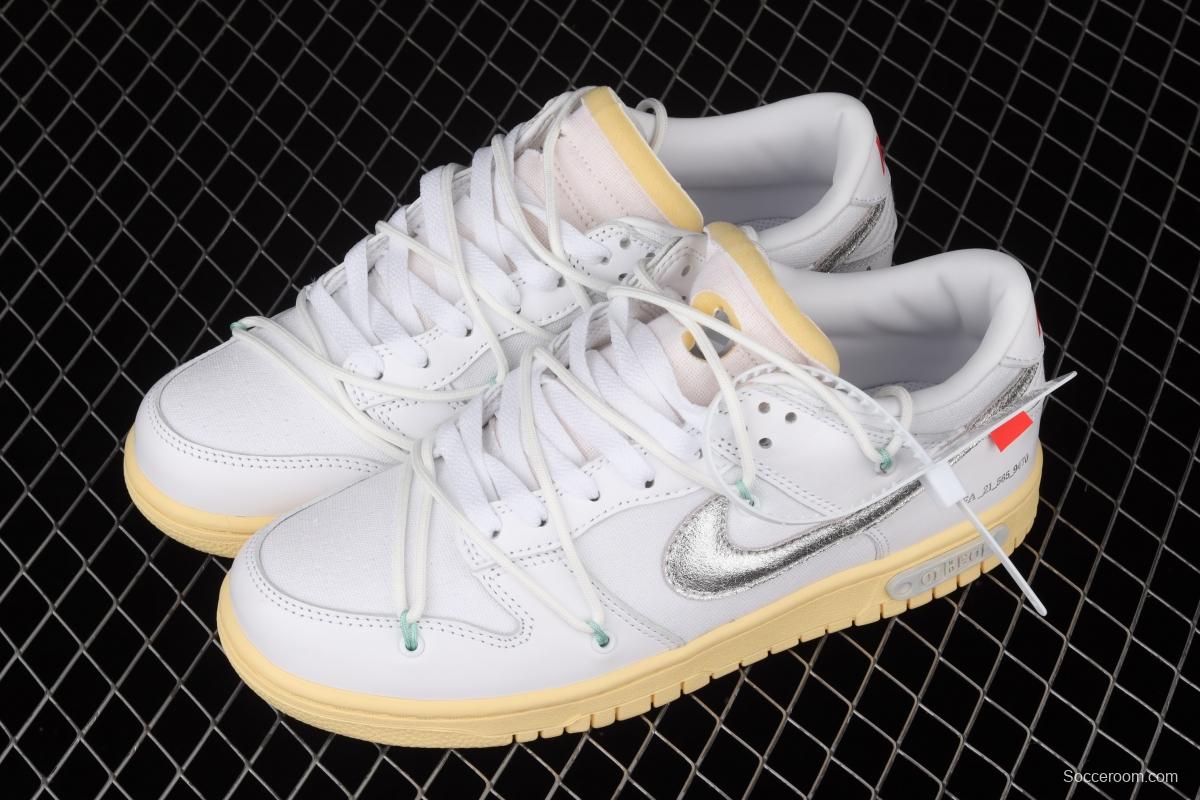 OFF-White x NIKE DUNK Low 04 of 50 OW white gray leisure sports skateboard shoes DM1602-127,