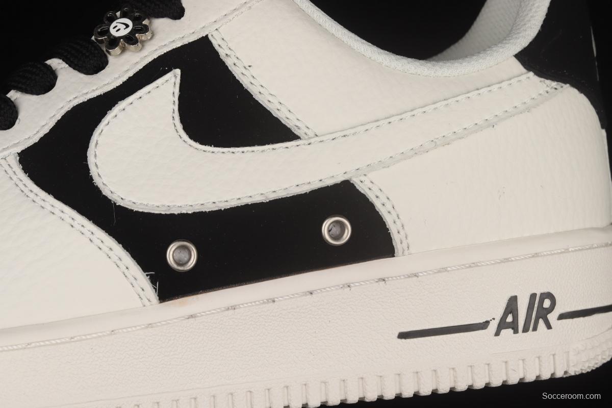 NIKE Air Force 1o07 Low black silver buckle low-top casual board shoes DD8571-013