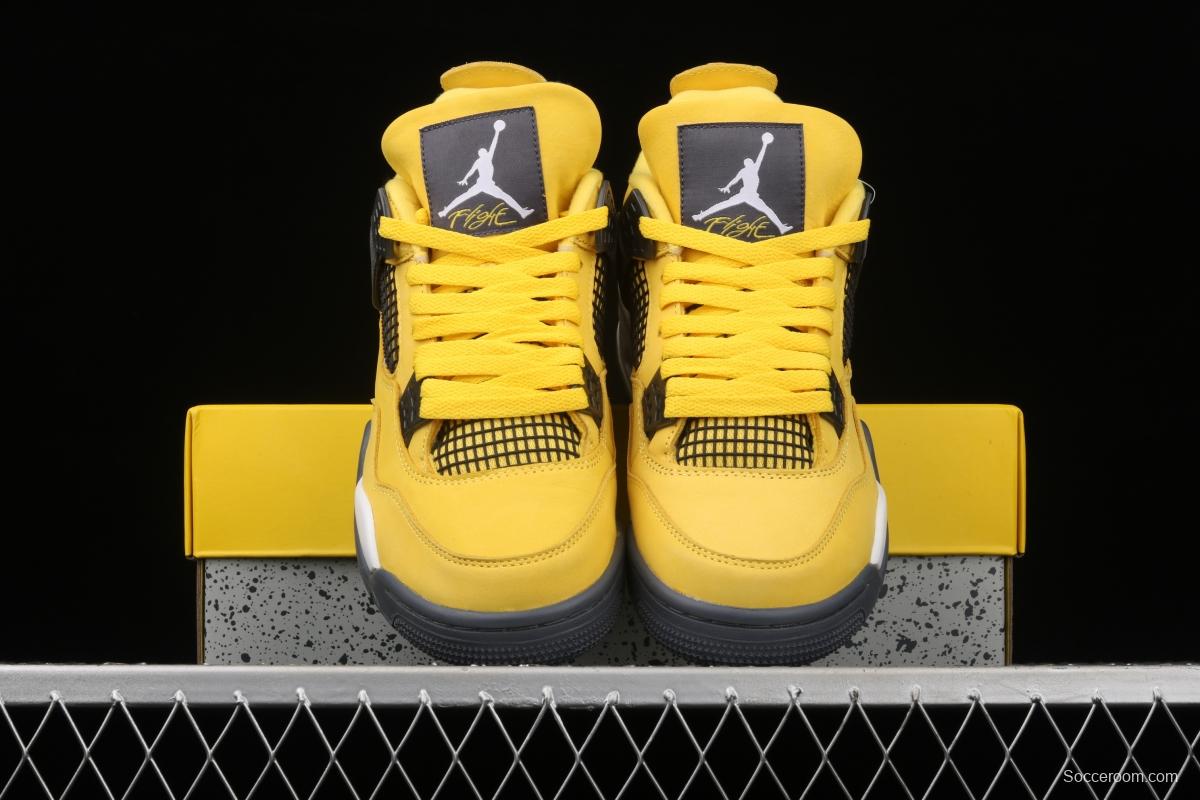 Air Jordan 4 Lightning repeated engraving of white and yellow electric masterbatch basketball shoes CT8527-700