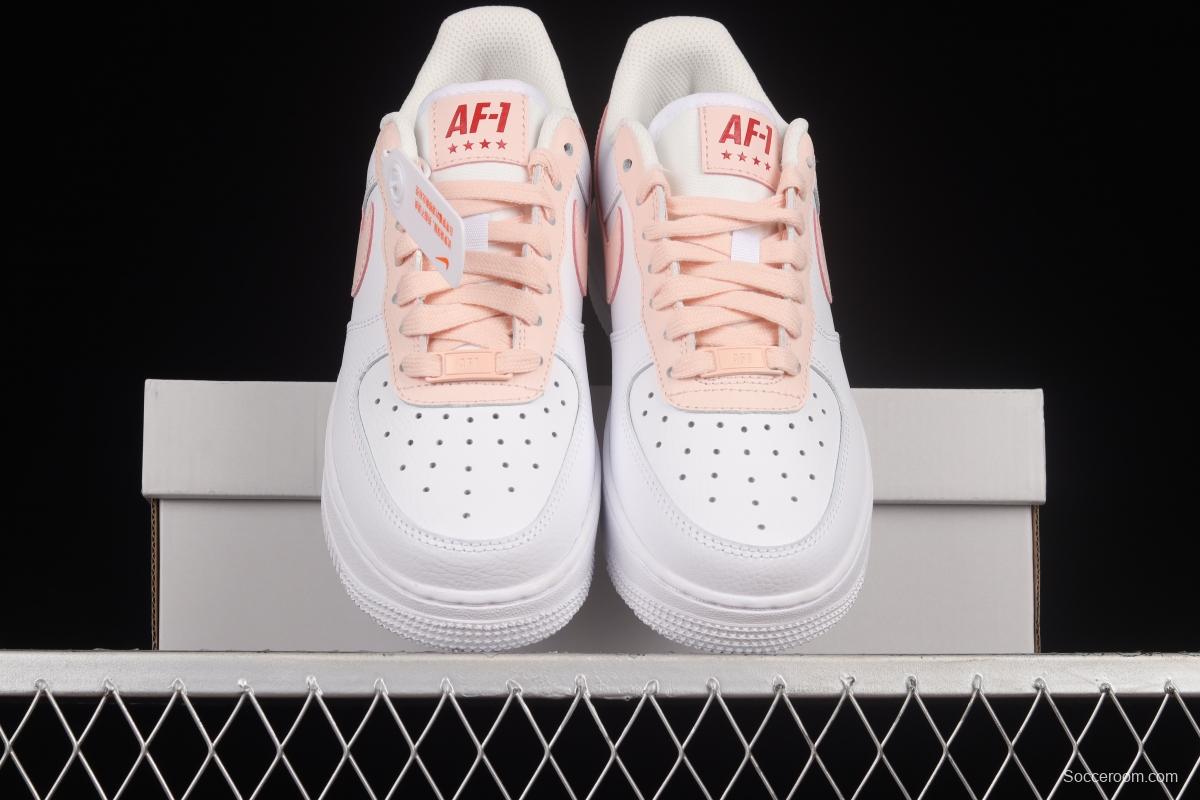 NIKE Air Force 1'07 Low White Pink Hook Low Casual Sneakers 315115-167