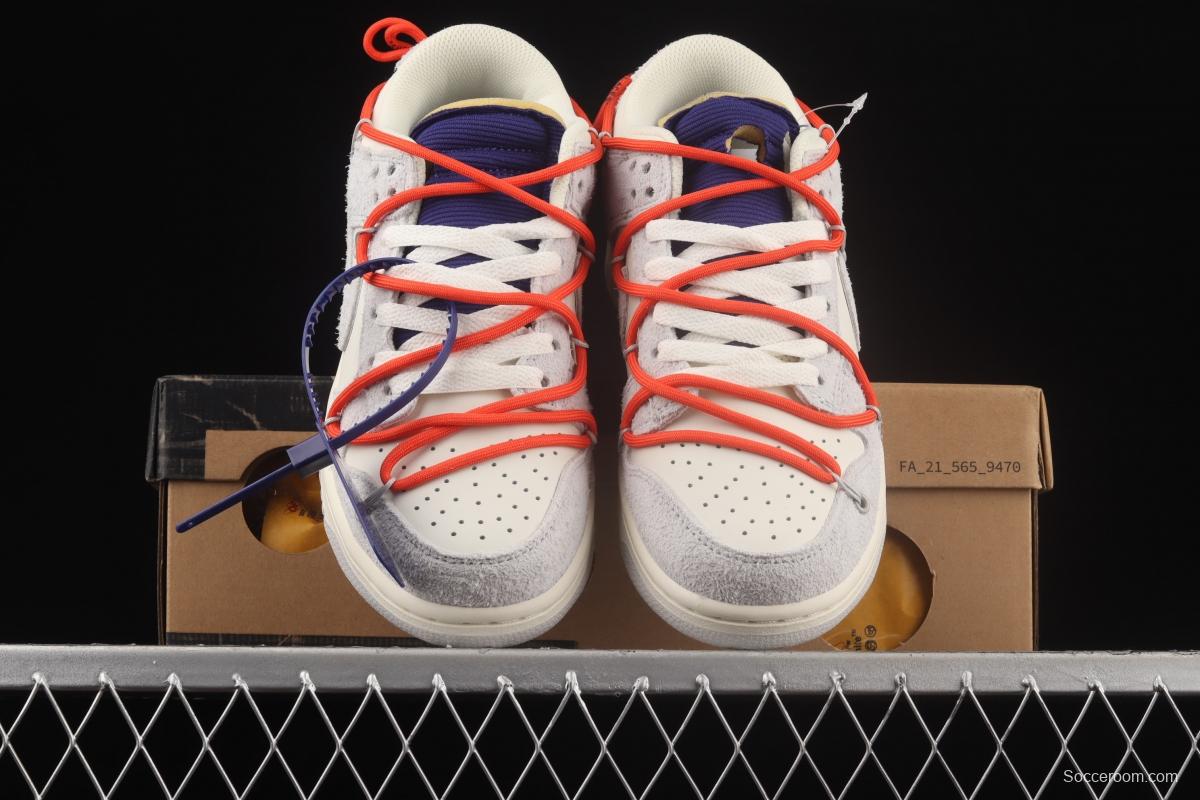 OFF-White x NIKE DUNK Low OW suede SB buckle rebound fashion casual board shoes DJ0950-110,