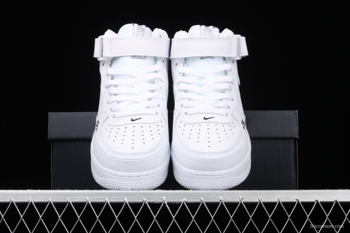 NIKE Air Force 1 Mid Premium ShAdidasow grey all-white side Logo3M reflective board shoes CV3039-108