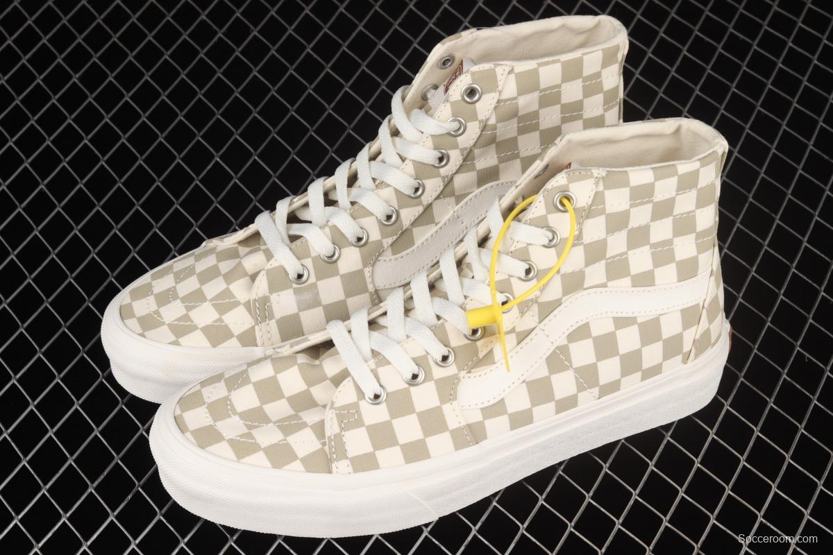 Vans SKate SK8-Hi milk brown plaid high-top professional skateboard shoes VN0A4U169F01