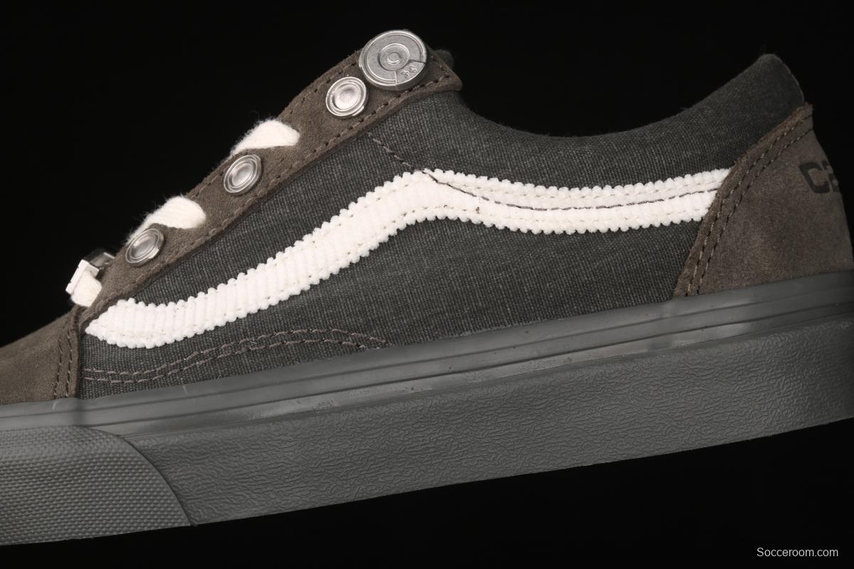 C2H4 x Vans Old Skool RelicStone joint style dark gray low-top casual board shoes VN0A5AO92YD