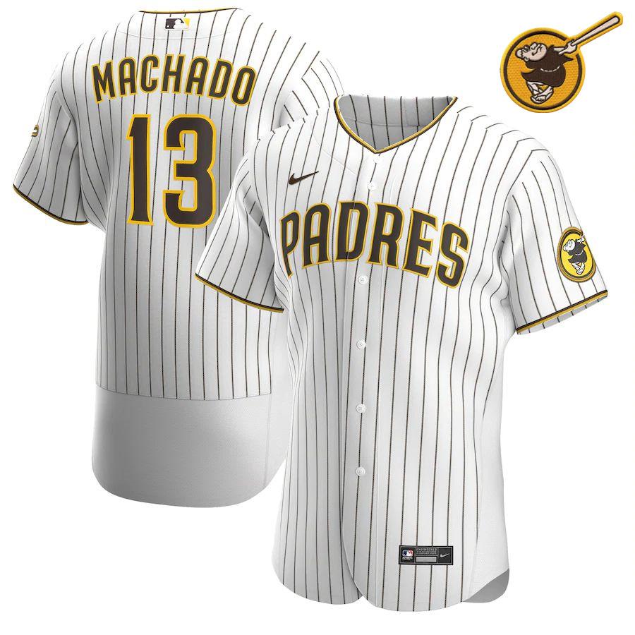 Men's Manny Machado White&amp;Brown Home 2020 Authentic Player Team Jersey