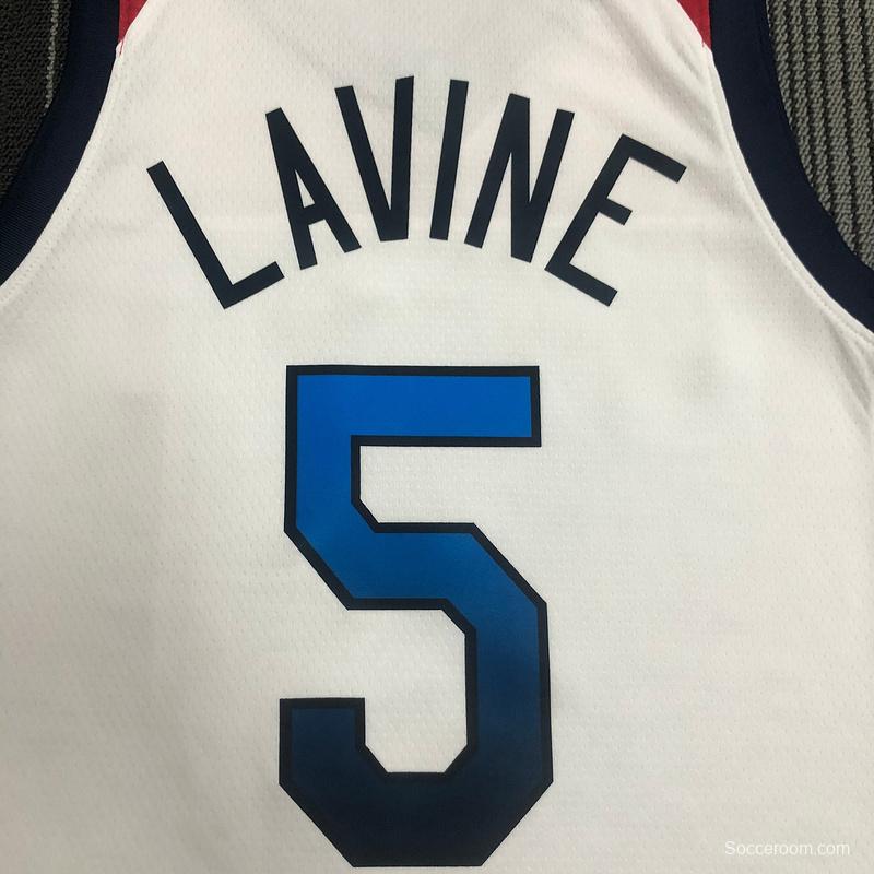 Thai Version Men's Zach LaVine White USA Basketball Player Jersey