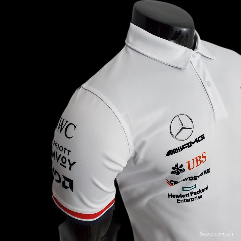 F1 Formula One 2022 Racing Suit Mercedes Polo White 