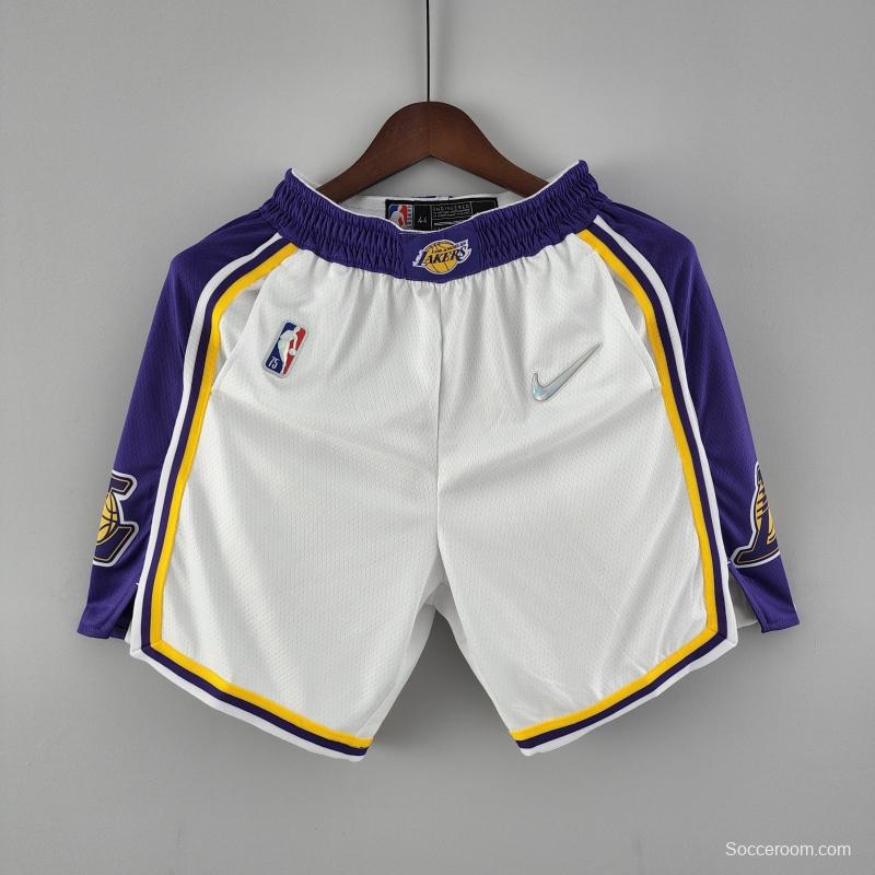 75th Anniversary Los Angeles Lakers White NBA Shorts 