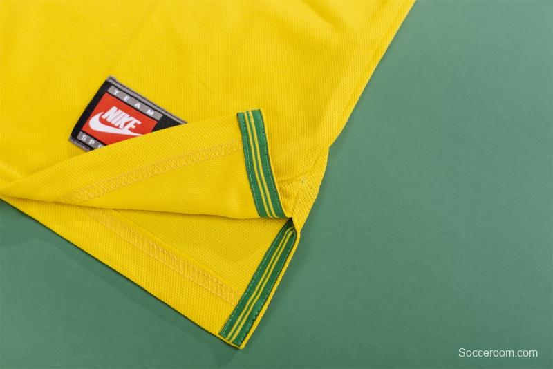 Retro 1998 Brazil Home Soccer Jersey