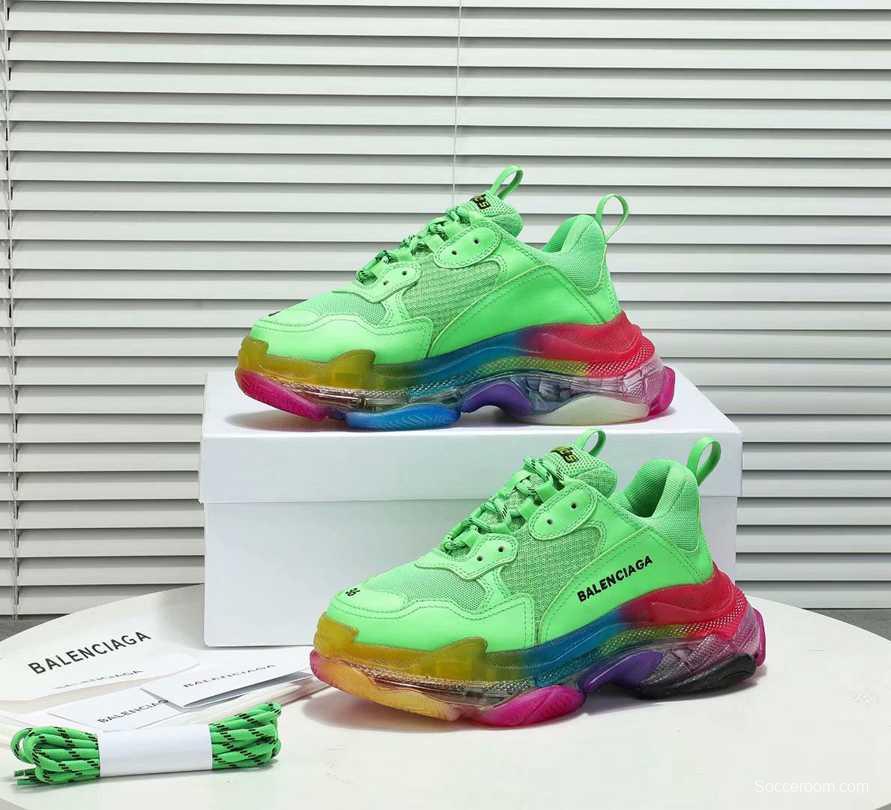 Men/Women Balenciaga Triple S MutiColor Clear Sole Green Sneaker Item 6380400