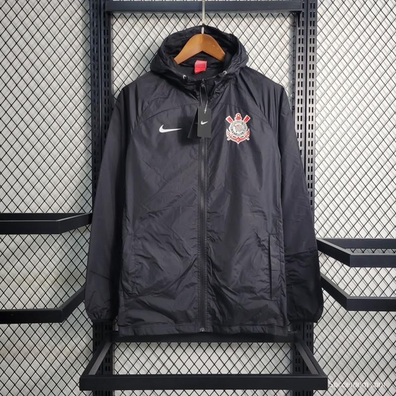 22-23 Corinthians Black Windbreaker With Red Badge