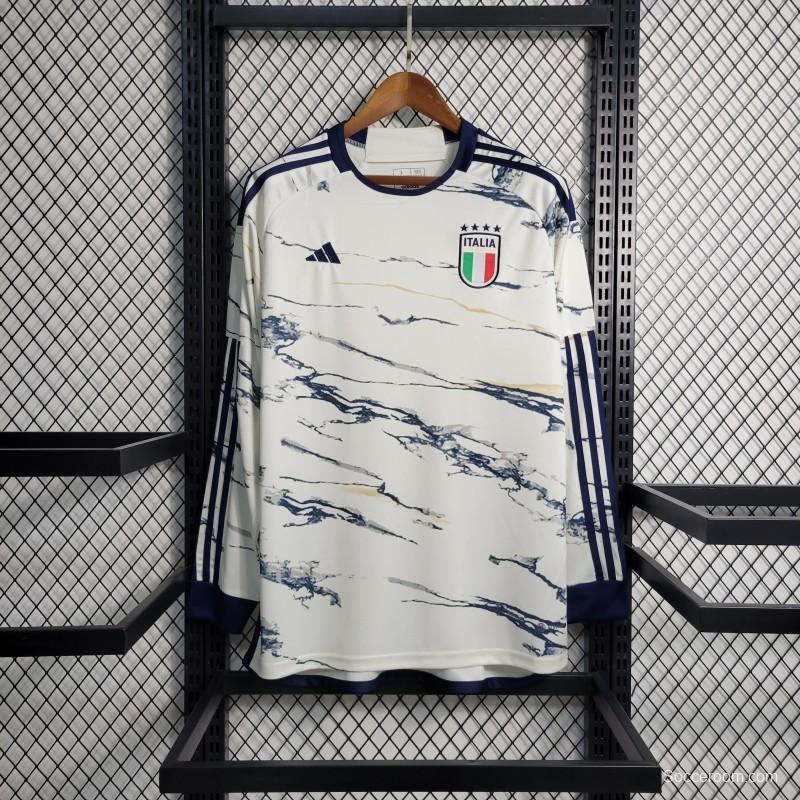 2023 Italy Long Sleeve Away White Jersey