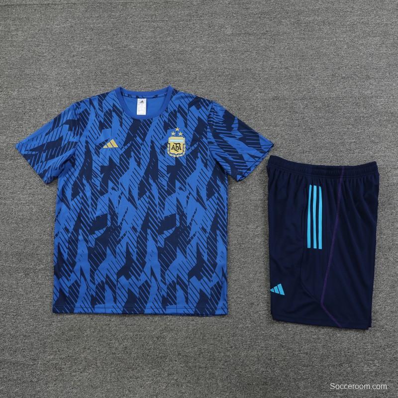 2023 Argentina Navy Stripe Short Sleeve+Shorts