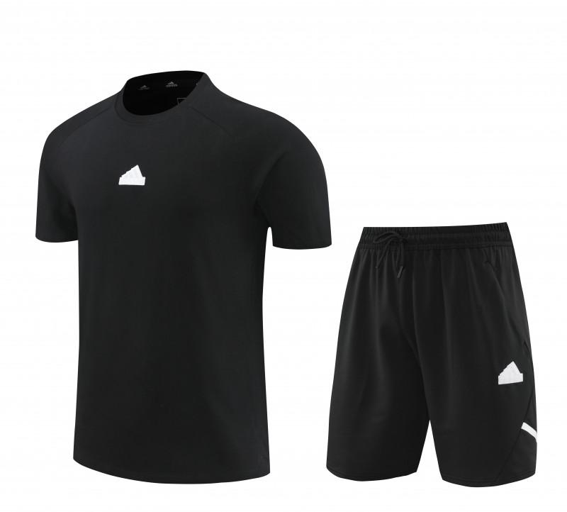 23/24 Adidas Black Cotton Short Sleeve Jersey+Shorts