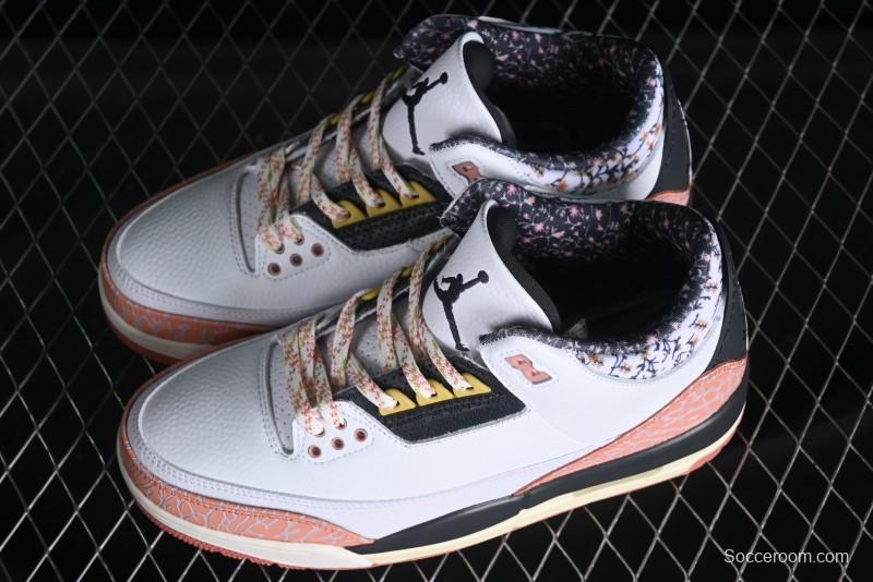 Air Jordan 3 GS "Red Stardust" AJ3 White Pink Floral