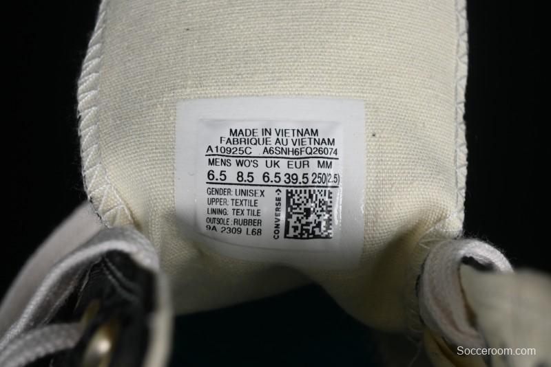 Clot x Fragment Design x Converse Custom Triple Collaboration Low-Top Sneakers with Distressed Black Silk and Brier Pattern - A10925C