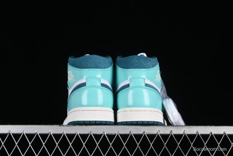 Nike Air Jordan 1 Mid "Bleached Turquoise" Casual Sneakers - DZ3745-300