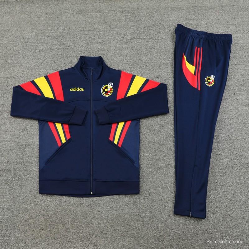 2024 Spain Navy Full Zipper Jacket +Long Pants