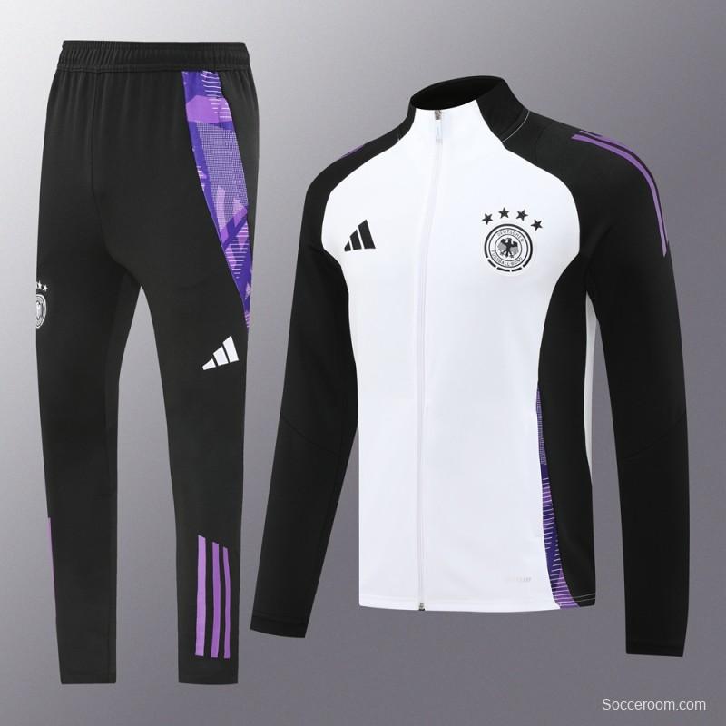 2024 Germany White/Black Full Zipper Jacket +Long Pants