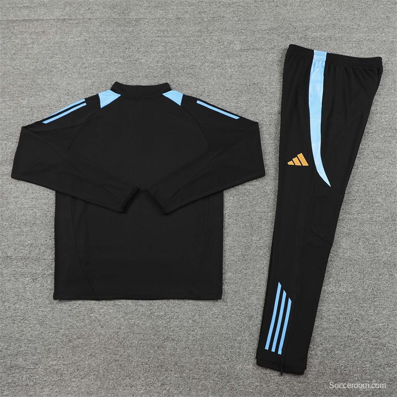 2024 Argentina Black Half Zipper Jacket+Long Pants