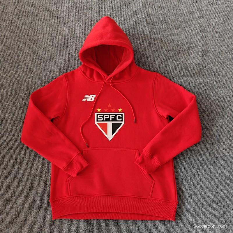 24/25 Sao Paulo Navy/Red/Black/Beige/Grey Hoodie WIth Black Badge