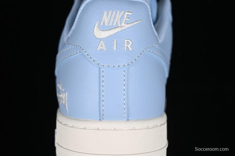 Nike Air Force 1 '07 Low Stussy Collaboration - Sky Blue Low-Top Casual Sneakers - BB9599-201