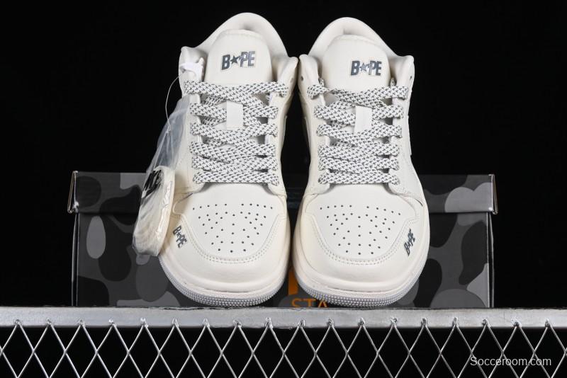 Nike Air Jordan 1 Low BAPE Collaboration - White Grey Basketball Shoes - WG8850-003