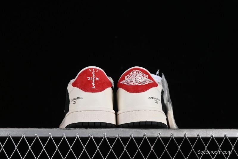 Nike Travis Scott x Fragment Design x Jordan Air Jordan 1 Low OG SP AJ1 LV Beige Black Red Casual Sneakers - LX1988-700