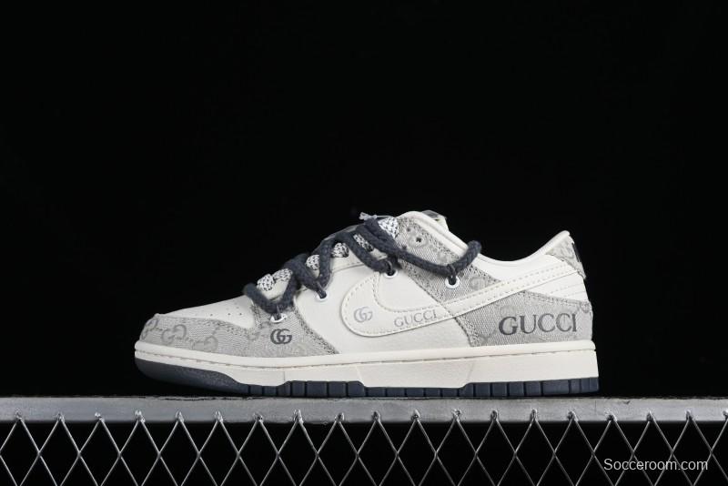 Nike SB Dunk Low Gucci Collaboration - Lace-Up Ash Anniversary High-End Custom Low-Top Casual Sneakers - SJ2068-263