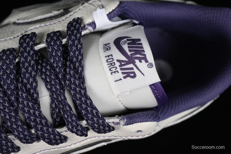 Stussy x Nike Air Force 1 '07 Low Retro Casual Sneakers with Reflective Military Purple - UN1635-222