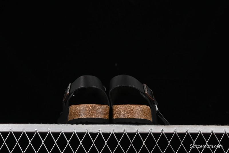 Birkenstock Birkenstock Sandals Series Black Leather with Soft Cushioning Cork Midsole - T.D4