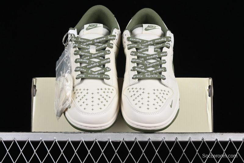Nike SB Dunk Low Supreme Collaboration - Military Green Canvas Anniversary Custom Low-Top Casual Skate Shoes - BB6698-516