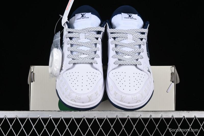 Nike SB Dunk Low LV Collaboration - Blue Midnight Elite Custom Low-Top Casual Skate Shoes - DD1391-122