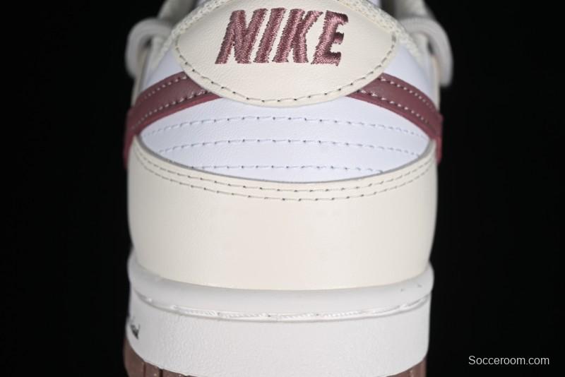 Nike Dunk Low Next Nature SB Lace-Up Low-Top Casual Sneakers in Cream Dark Brown - DD1873-103