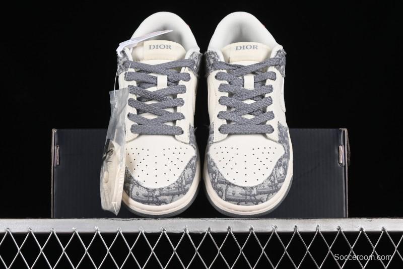 Nike SB Dunk Low Dior Collaboration - Suede Gray Anniversary High-End Custom Low-Top Casual Skate Shoes - XY1688-004
