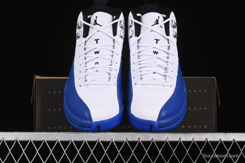 Nike Air Jordan 12 Retro Basketball Shoes in White Blue - CT8013-140