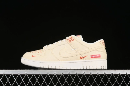 Nike SB Dunk Low SUP Collaboration - Woven Yellow Swoosh Anniversary Custom Low-Top Casual Skate Shoes - KK1888-001