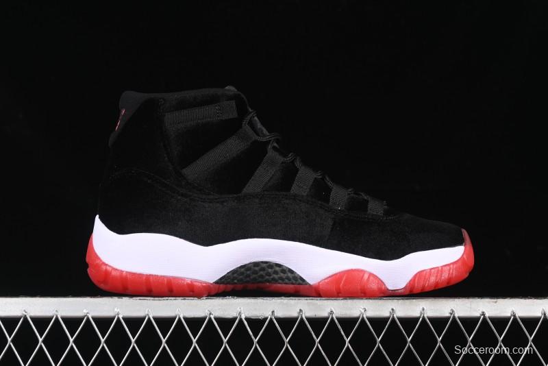 Nike Air Jordan 11 Retro "Bred Velvet" Basketball Shoes with Velvet Overlay - DB5457-061