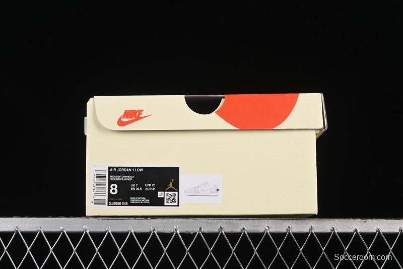 Nike Air Jordan 1 Low Stussy Collaboration - Light Bone Grey Dual-Tone Premium Custom Retro Basketball Shoes - SJ9950-045