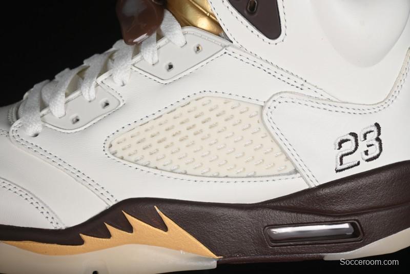 Nike Air Jordan 5 Retro Basketball Shoes in White/Tan - DD9336-200