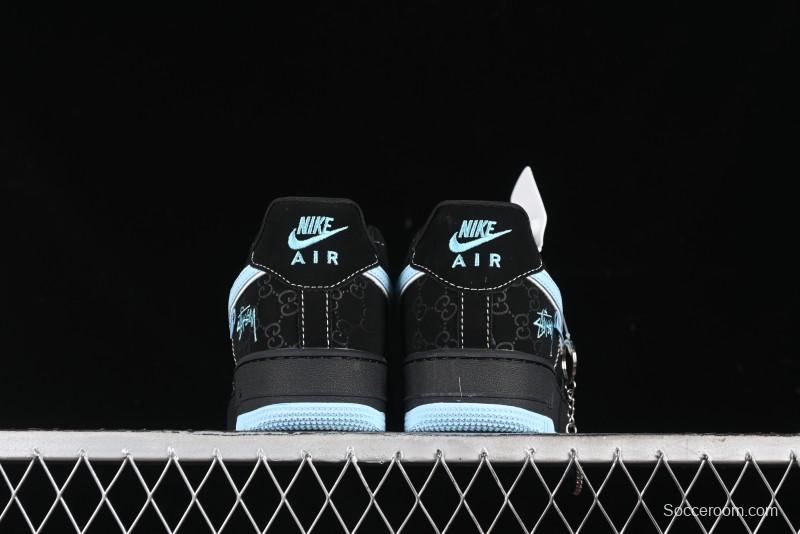 Nike Air Force 1 '07 Low Stussy Collaboration - Black Tiffany Low-Top Casual Sneakers - KK1988-008